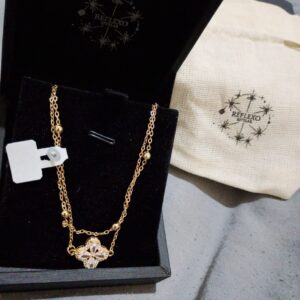 Pulseira Dupla Bolinhas Trevo 4 Folhas Van Cleefs com Zircônias Folheado a Ouro 18K