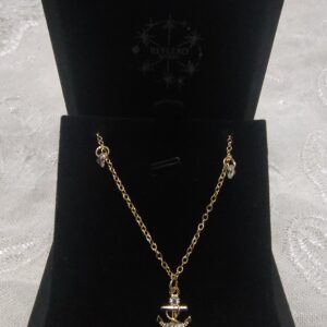 Colar C/ Zircônia Pingente Âncora Folheado a Ouro 18k