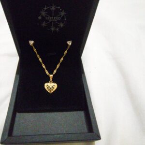 Conjunto C/ Pingente Coração Folheado a Ouro 18k