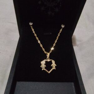Conjunto C/ Pingente Casal Folheado a Ouro 18k